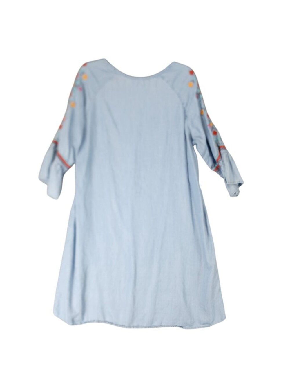 Roper Dress Womens XL Blue 3/4 Sleeve V Neck Knee Embroidered Western Shift - Picture 8 of 9
